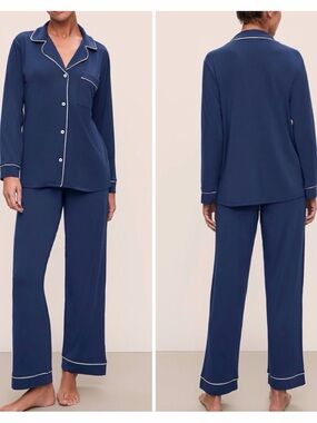 Eberjey Giesel TENCEL Modal Long PJ Set Navy / Ivory
